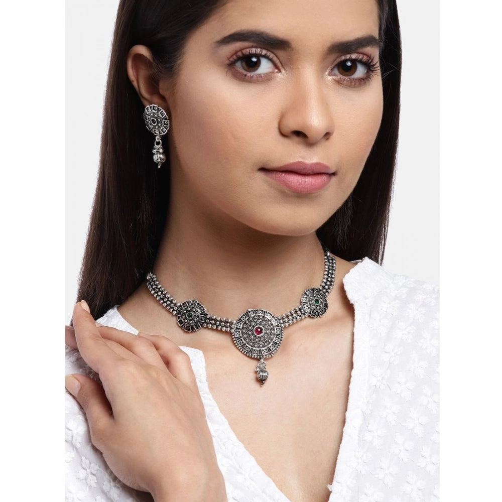 Women’s Silver-Tone Plated Alloy Necklace & Earrings Set