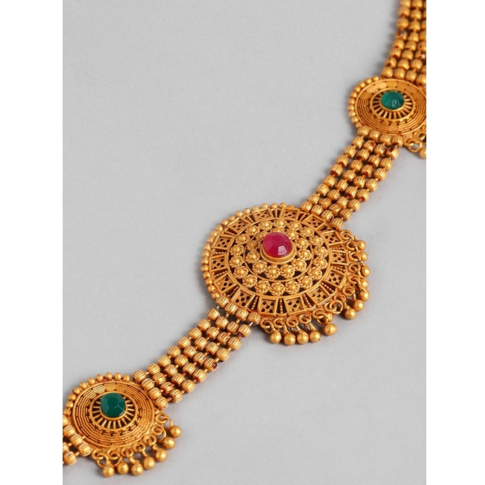 Women's Rose Gold Plated Alloy Necklace & Earings Set (Multicolor)