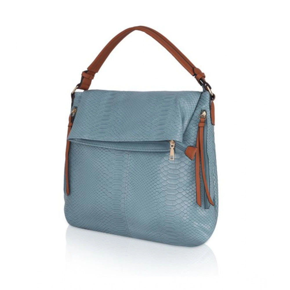 Generic Women's Faux Leather Textured Sling Bag (Blue)
