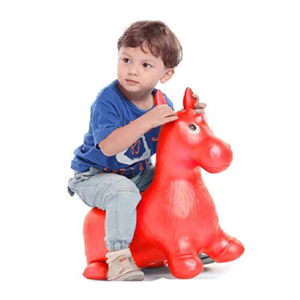 Plastic Inflatable Jumping And Riding Horse Air Animal Shape Jumping Toys (Multicolor )