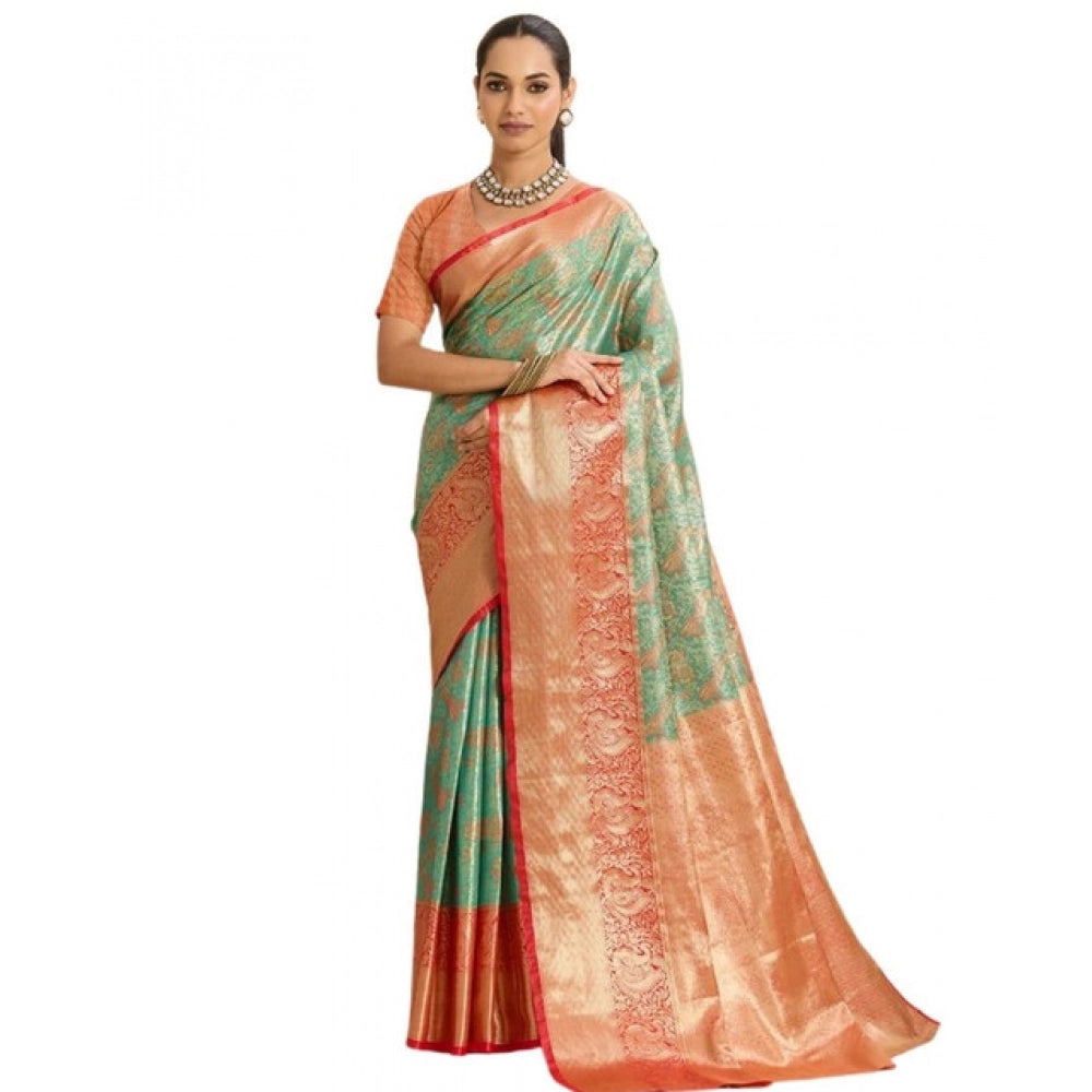 Generic Women's Faux_Banarasi_Silk Woven Saree With Unstitched Blouse 5.5Mtr (Green)