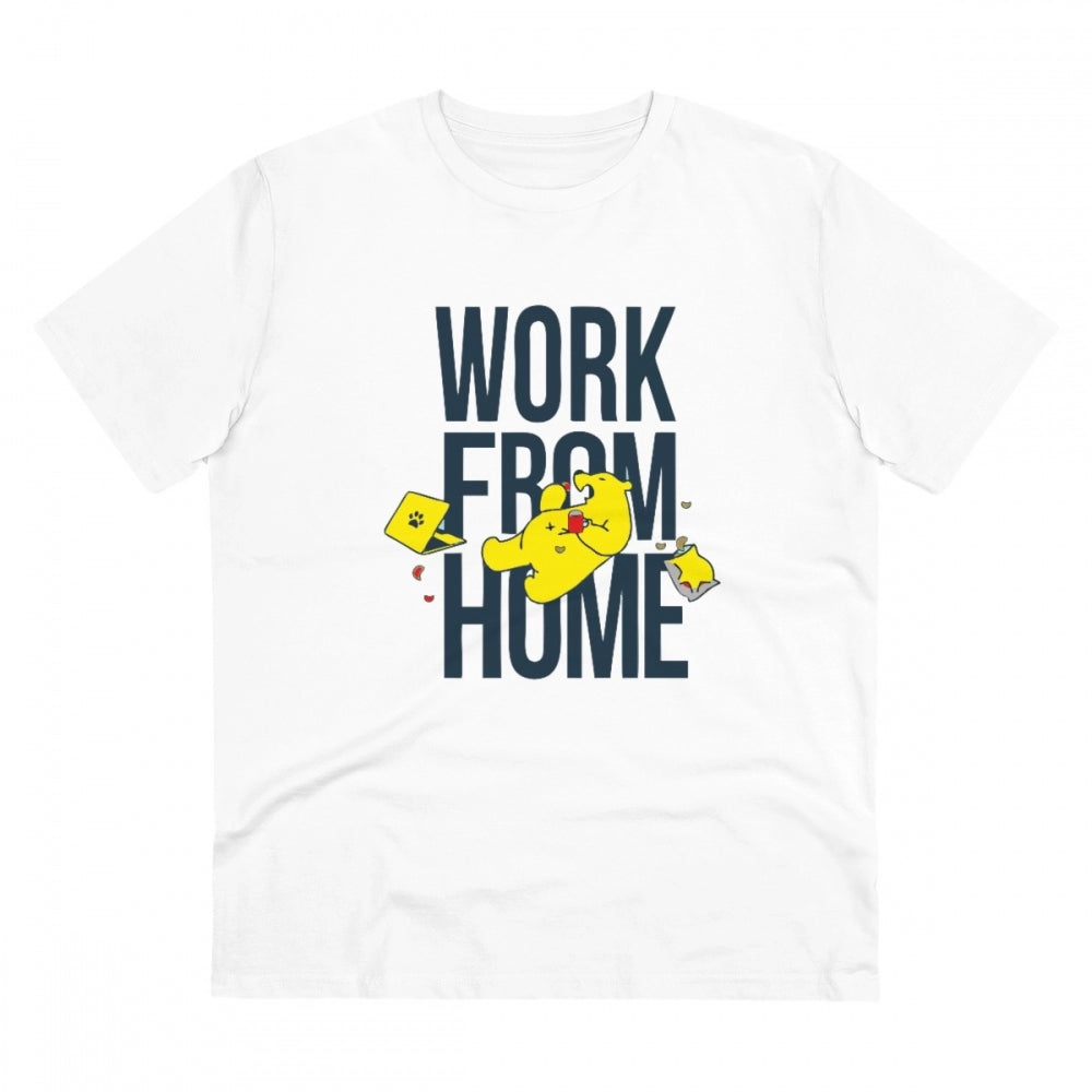 Generic Men's PC Cotton Work From Home Desing Printed T Shirt (Color: White, Thread Count: 180GSM)
