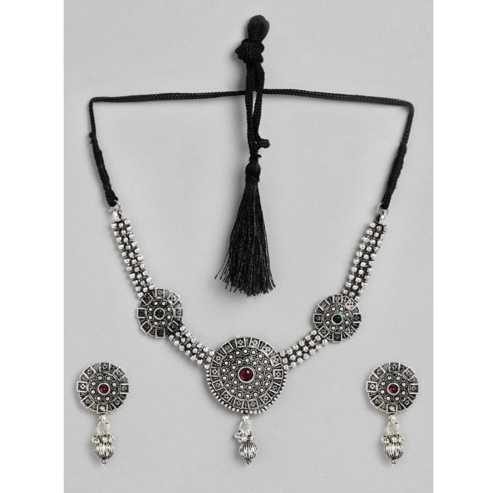 Women’s Silver-Tone Plated Alloy Necklace &amp; Earrings Set