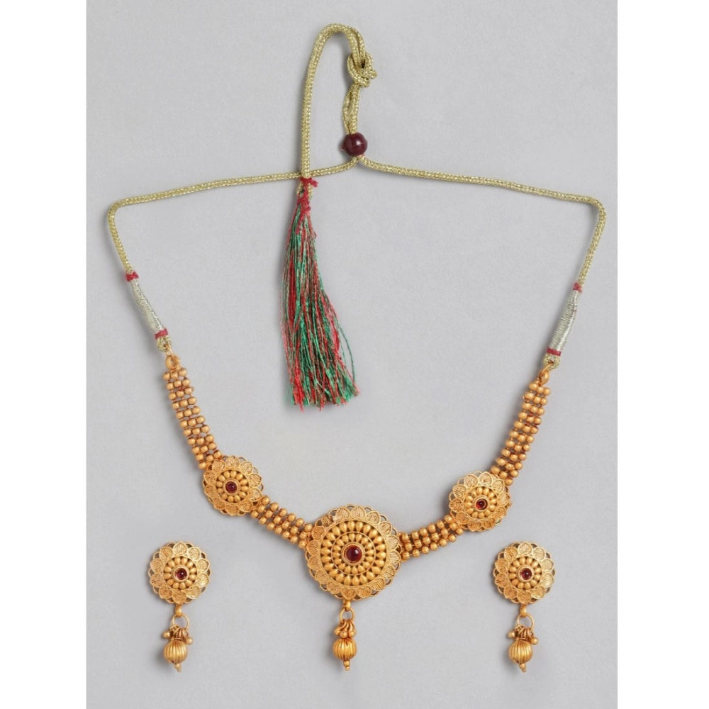 Women’s Gold-Tone Plated Alloy Necklace &amp; Earrings Set