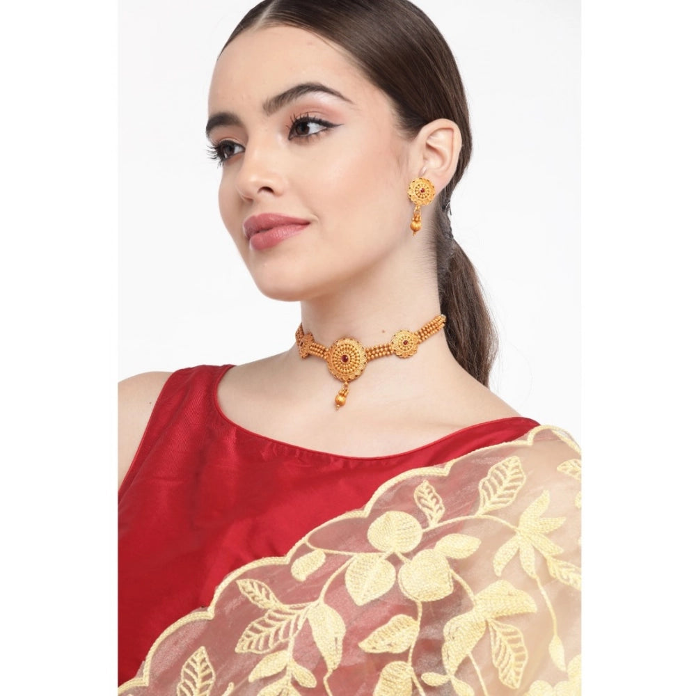 Women’s Gold-Tone Plated Alloy Necklace &amp; Earrings Set