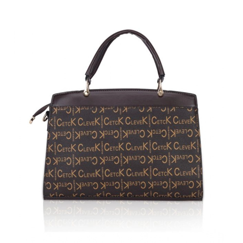 Faux Leather Printed Handbag (Coffee)