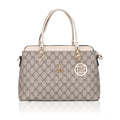 Faux Leather Printed Handbag (Beige)