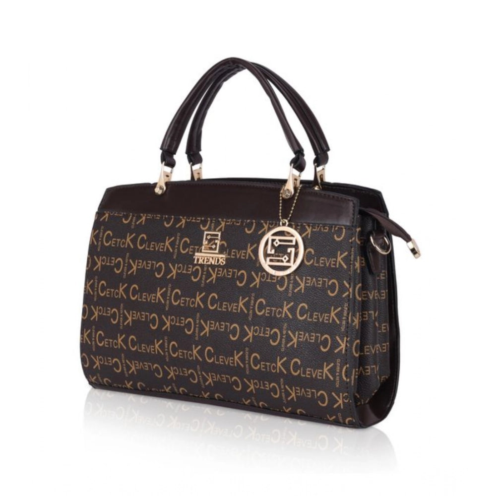 Faux Leather Printed Handbag (Coffee)