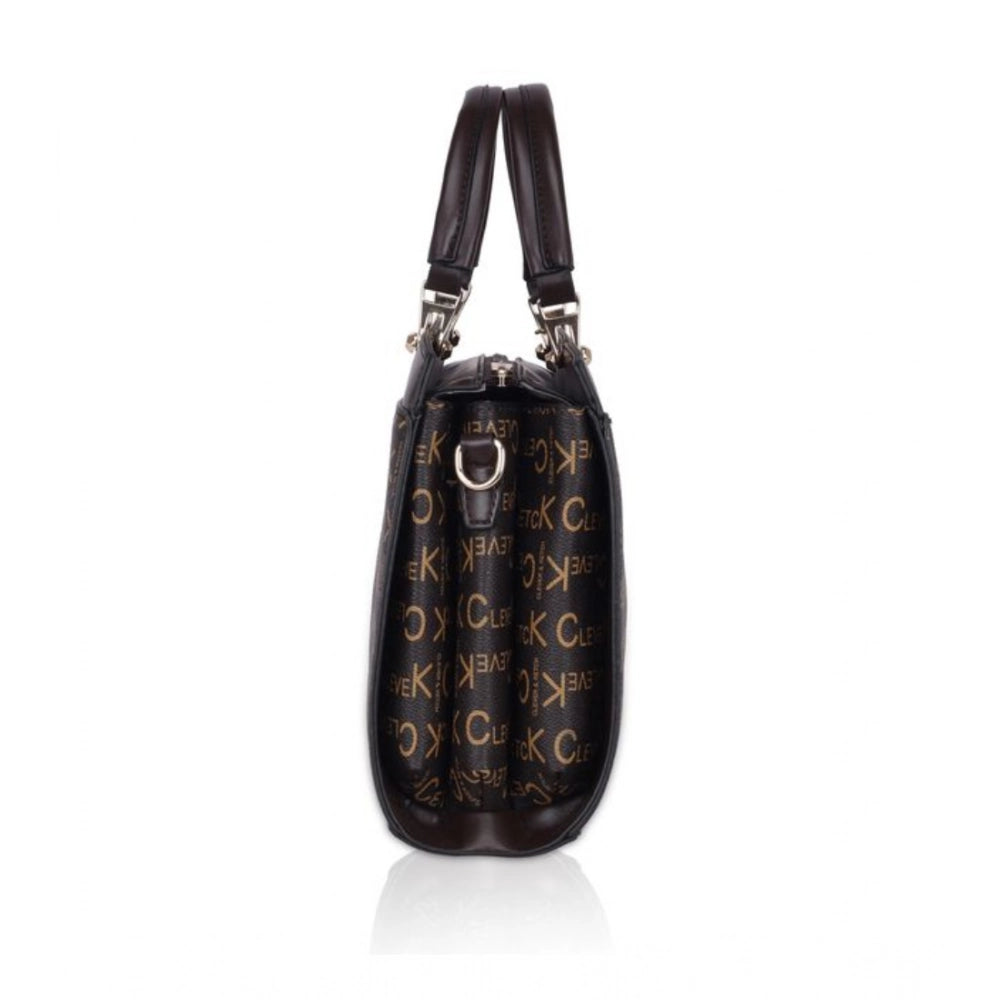Faux Leather Printed Handbag (Coffee)