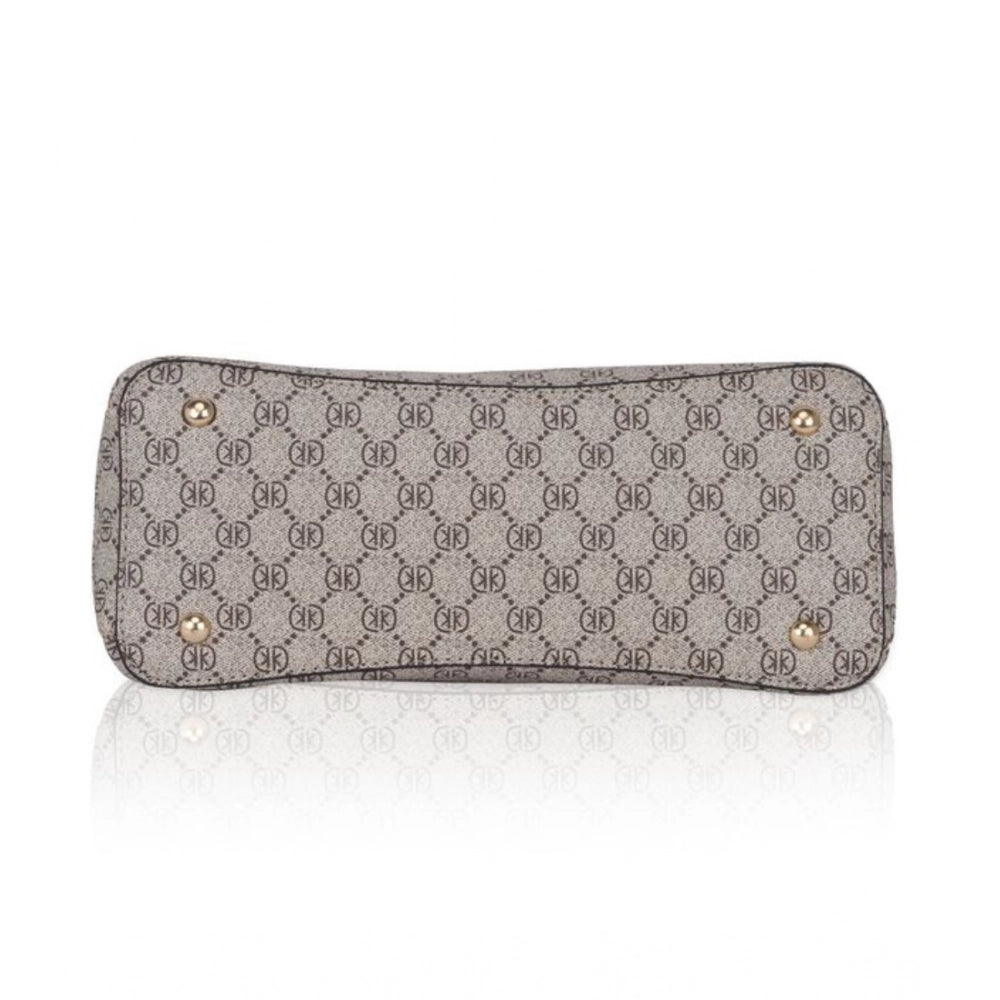 Faux Leather Printed Handbag (Beige)