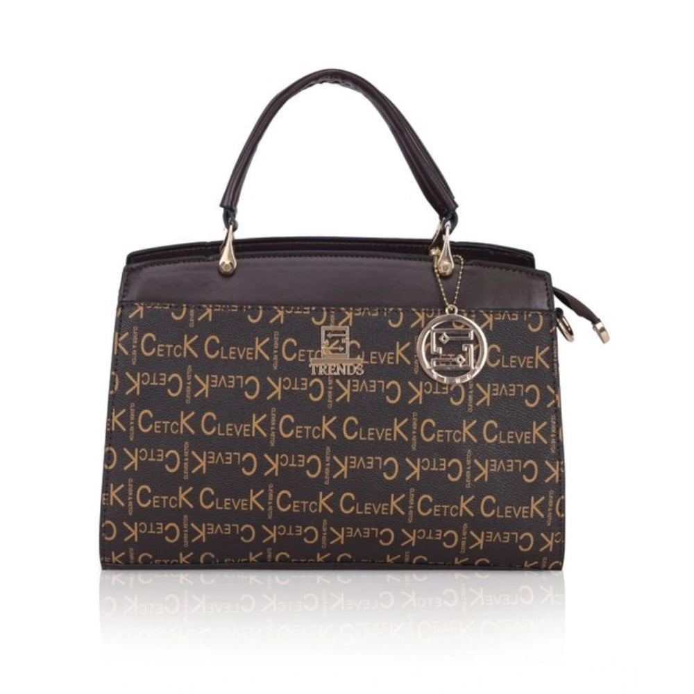 Faux Leather Printed Handbag (Coffee)