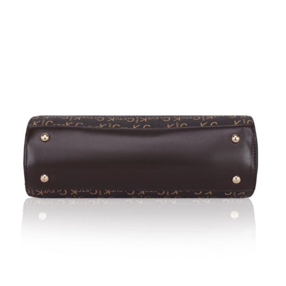Faux Leather Printed Handbag (Coffee)