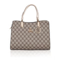 Faux Leather Printed Handbag (Beige)