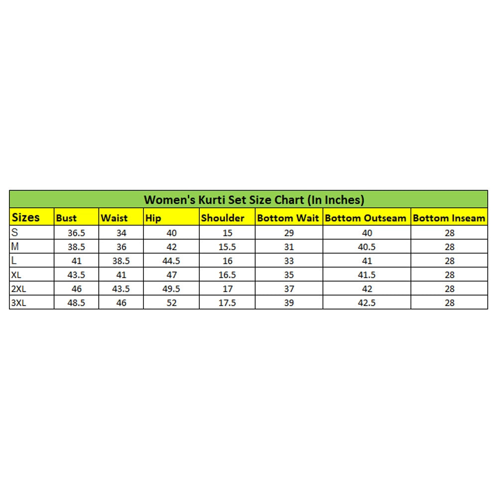 Generic Women's Roman Silk Embroidery 3-4th Sleeve V-Neck Kurti With Pant Dupatta Set (Rama)