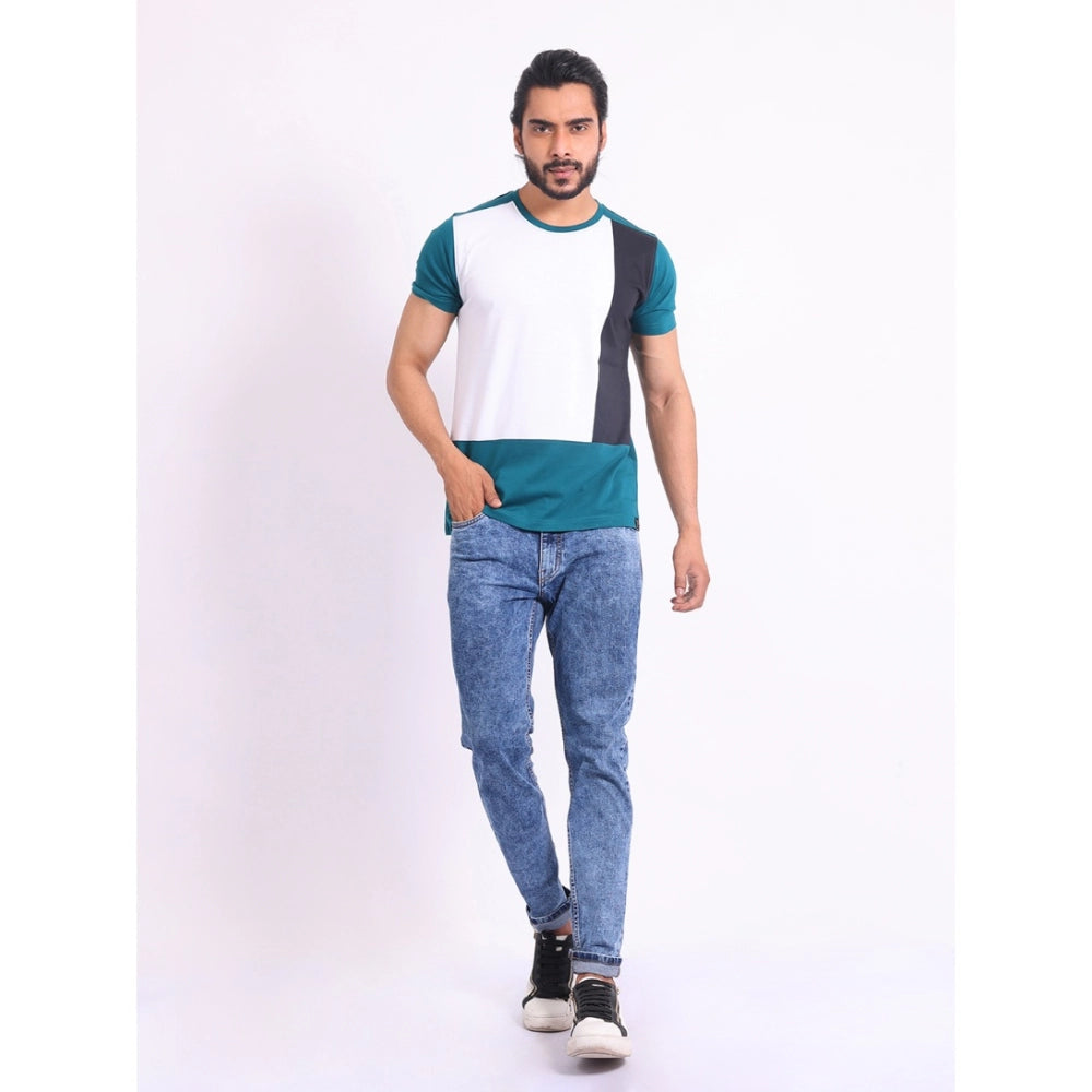 Generic Men's Casual Cotton Printed Round Neck Half Sleeve T-Shirt (Green)