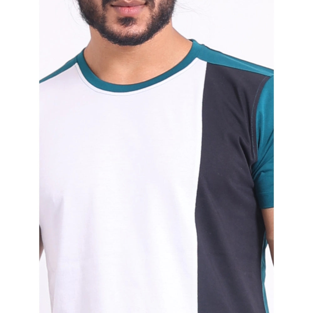 Generic Men's Casual Cotton Printed Round Neck Half Sleeve T-Shirt (Green)