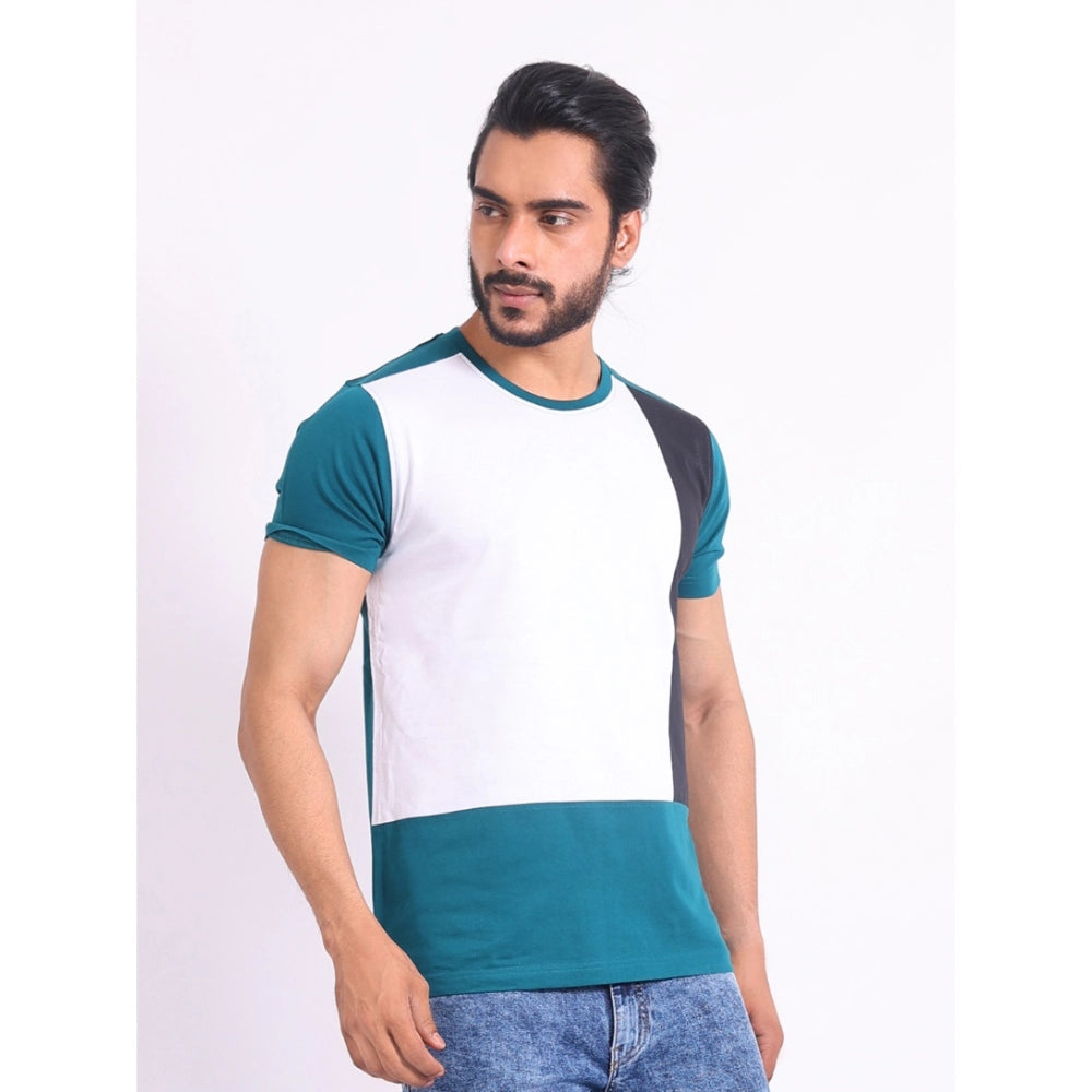 Generic Men's Casual Cotton Printed Round Neck Half Sleeve T-Shirt (Green)