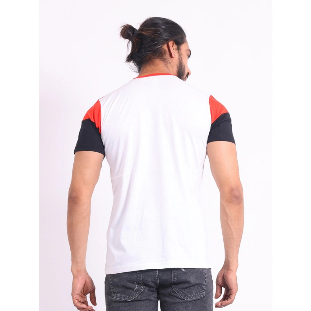 Generic Men's Casual Cotton Printed Round Neck Half Sleeve T-Shirt (Red)