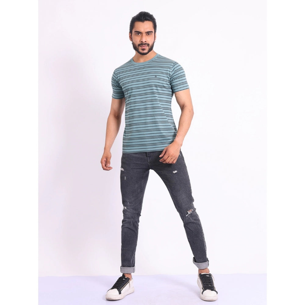 Generic Men's Casual Cotton Printed Round Neck Half Sleeve T-Shirt (Gery)