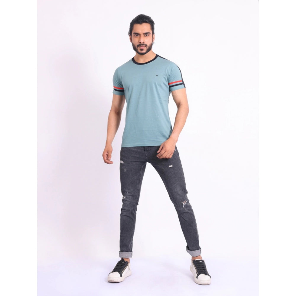 Generic Men's Casual Cotton Printed Round Neck Half Sleeve T-Shirt (Grey)