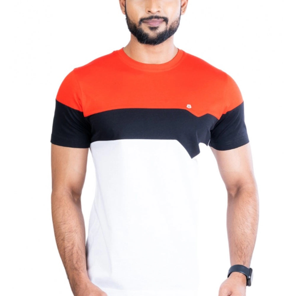 Generic Men's Casual Cotton Printed Round Neck Half Sleeve T-Shirt (Red)