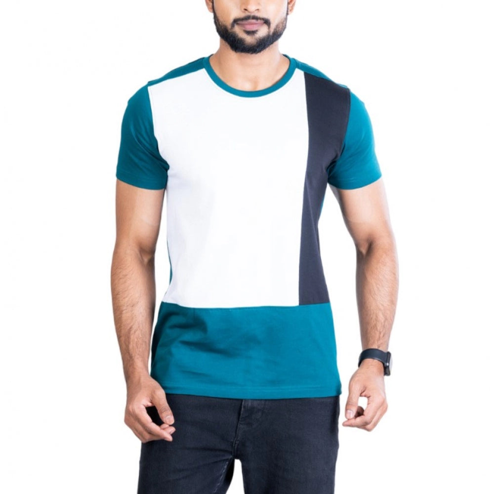 Generic Men's Casual Cotton Printed Round Neck Half Sleeve T-Shirt (Green)