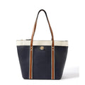 Faux Leather Large Shoulder Zipper Handbag (Dark Blue)