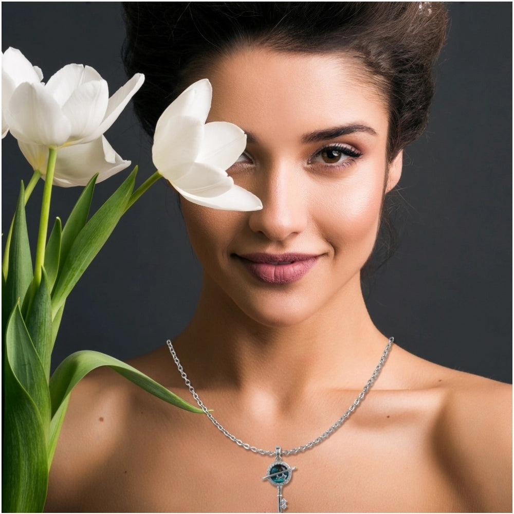 Generic Women's Stainless Steel Key Design Delicate Chain (Silver Plated)