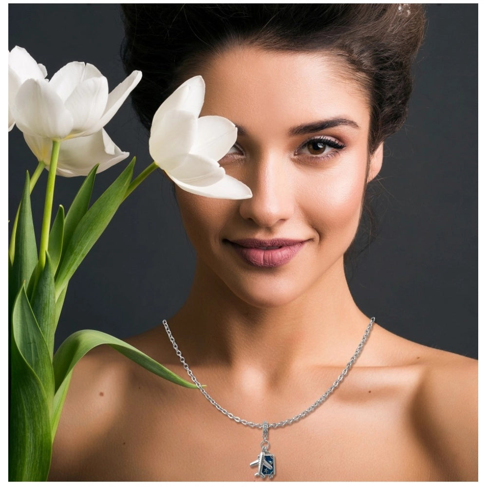 Generic Women's Stainless Steel Airplane Design Pendent Delicate Chain (Silver Plated)