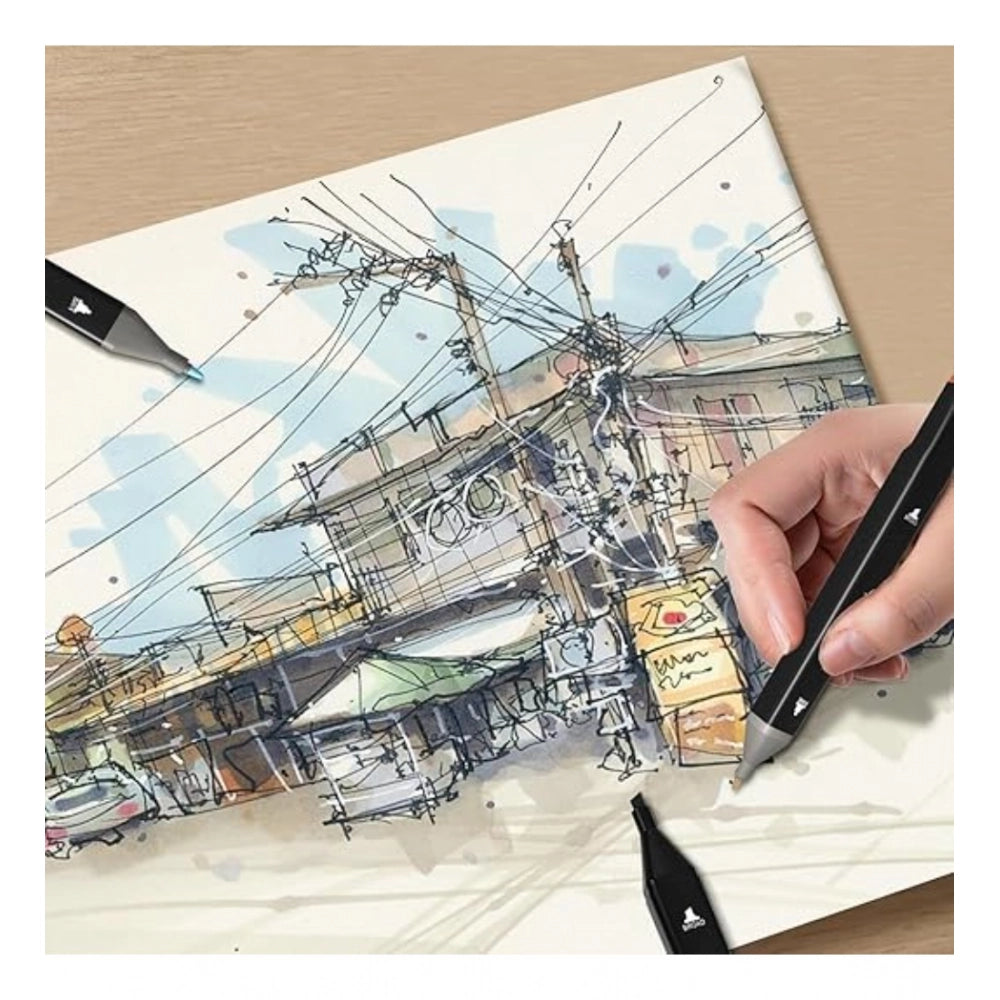 Generic Plastic 60Pcs Colors Art Markers Sketch Pen Dual Tip Artist Art Marker (Multicolor )