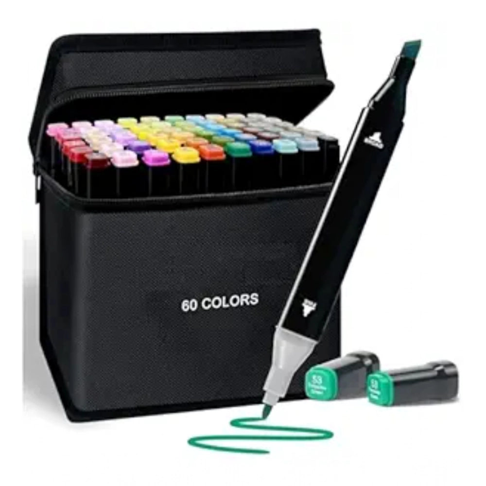 Generic Plastic 60Pcs Colors Art Markers Sketch Pen Dual Tip Artist Art Marker (Multicolor )