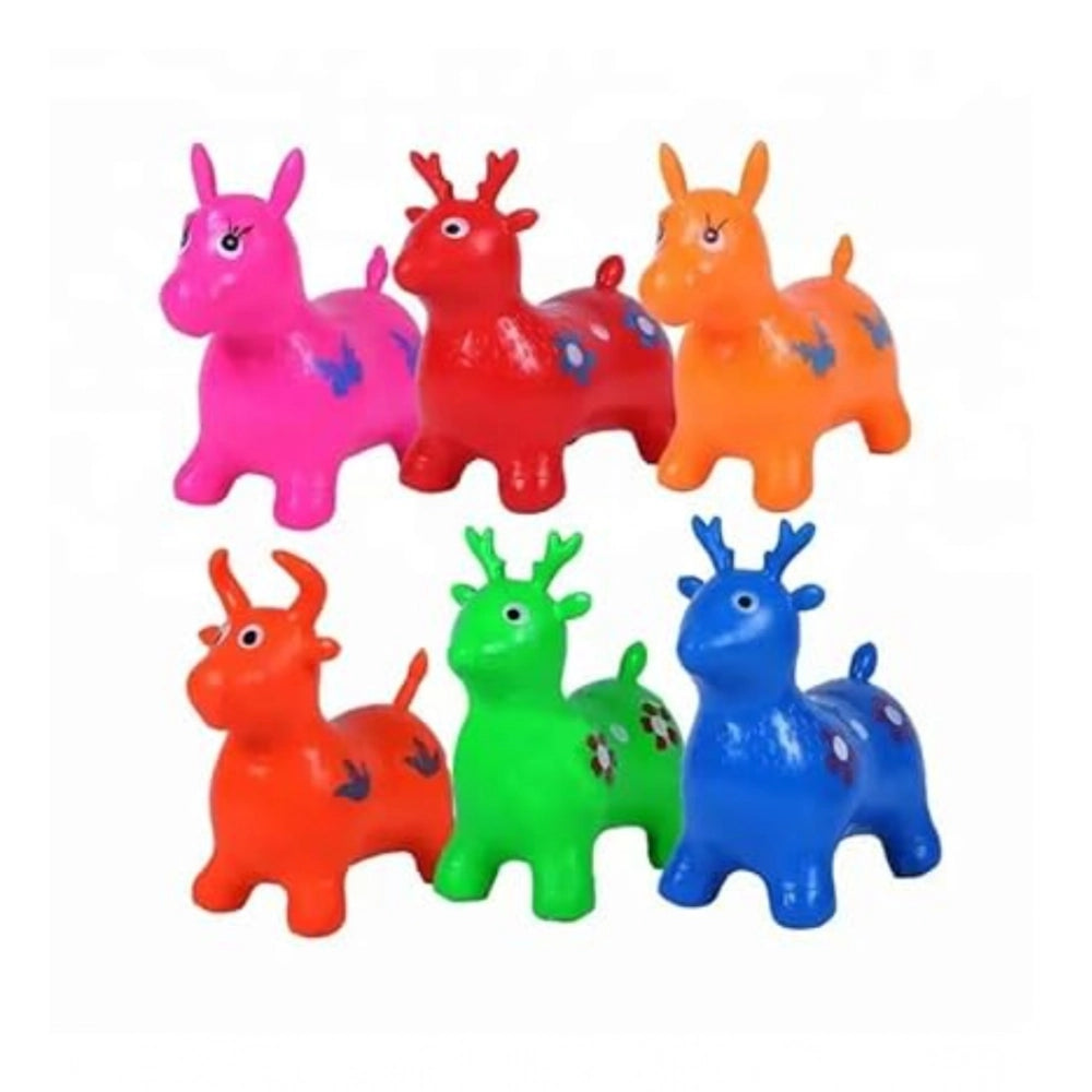 ‎‎Plastic Inflatable Jumping And Riding Horse Air Animal Shape Jumping Toys (Multicolor )