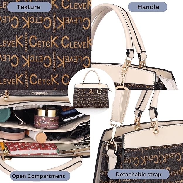 Faux Leather Printed Handbag (Coffee)
