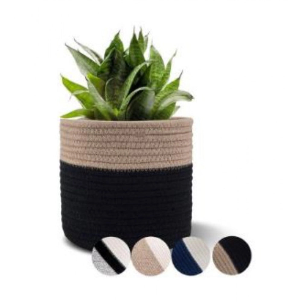 Generic Cotton Flower Pot (Beige Black)