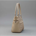 Generic Women's PU Leather Solid Shoulder Zipper Handbag (Beige)