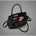 Generic Women's PU Leather Solid Shoulder Zipper Handbag (Black)
