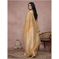 Generic Women's Cotton Printed Saree With Unstitched Blouse 5.5Mtr (Golden)