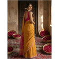 Generic Women's Cotton Printed Saree With Unstitched Blouse 5.5Mtr (Yellow)