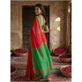 Generic Women's Cotton Printed Saree With Unstitched Blouse 5.5Mtr (Red)