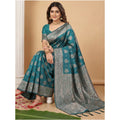 Generic Women's Silk Blend Printed Saree With Unstitched Blouse 5.5Mtr (Sea Green)