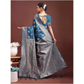 Generic Women's Banarasi Silk Printed Saree With Unstitched Blouse 5.5Mtr (Teal Blue)