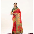 Faux_Banarasi Woven Motifs Saree With Unstitched Blouse 5.5Mtr (Orange)