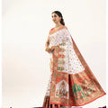 Faux_Banarasi Woven Motifs Saree With Unstitched Blouse 5.5Mtr (White)