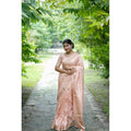 Faux_Banarasi Lining Pattern Saree With Unstitched Blouse 5.5Mtr (Peach)