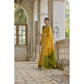 Silk_Blend Ethnic Ikat Pattern Saree With Unstitched Blouse 5.5Mtr (Yellow)
