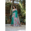 Faux_Tussar Geometric_Print Saree With Unstitched Blouse 5.5Mtr (Rama_Green)