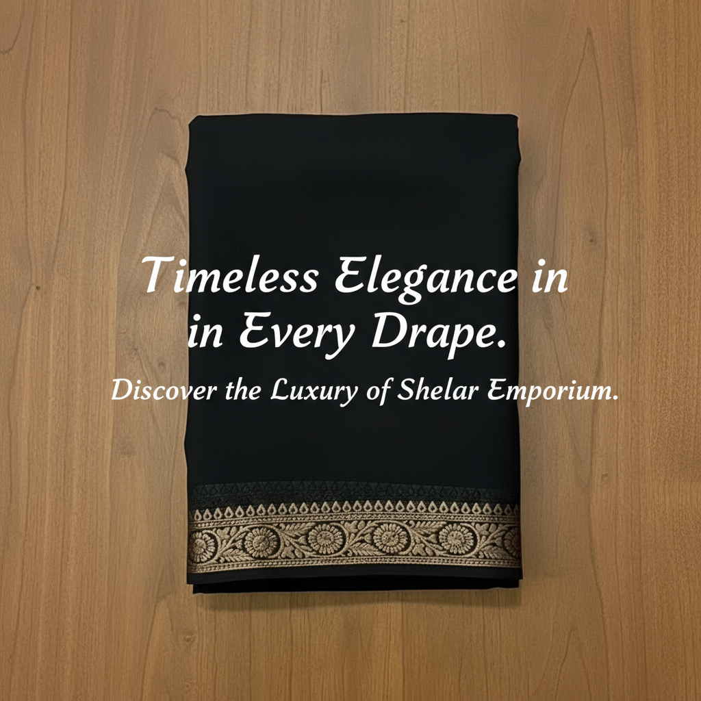 Generic Women's Crepe Chit Pallu Solid Saree With Unstitched Blouse 5.5Mtr (Black)