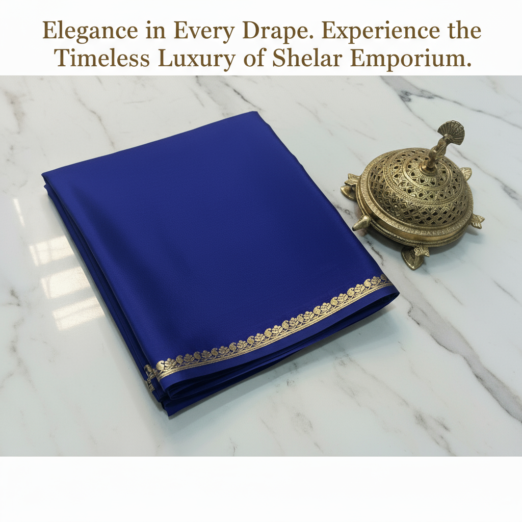 Generic Women's Crepe Chit Pallu Solid Saree With Unstitched Blouse 5.5Mtr (Navy Blue)